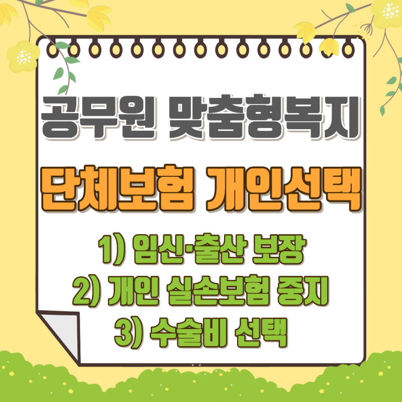 [공무원 맞춤형복지_단체보험 개인선택] 임신·출산 관련 보장, 개인 실손보험 중지, 수술비 ....