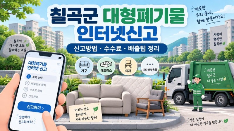 칠곡군 대형폐기물 인터넷신고 방법과 빼기 앱·스티커 배출방법 정리