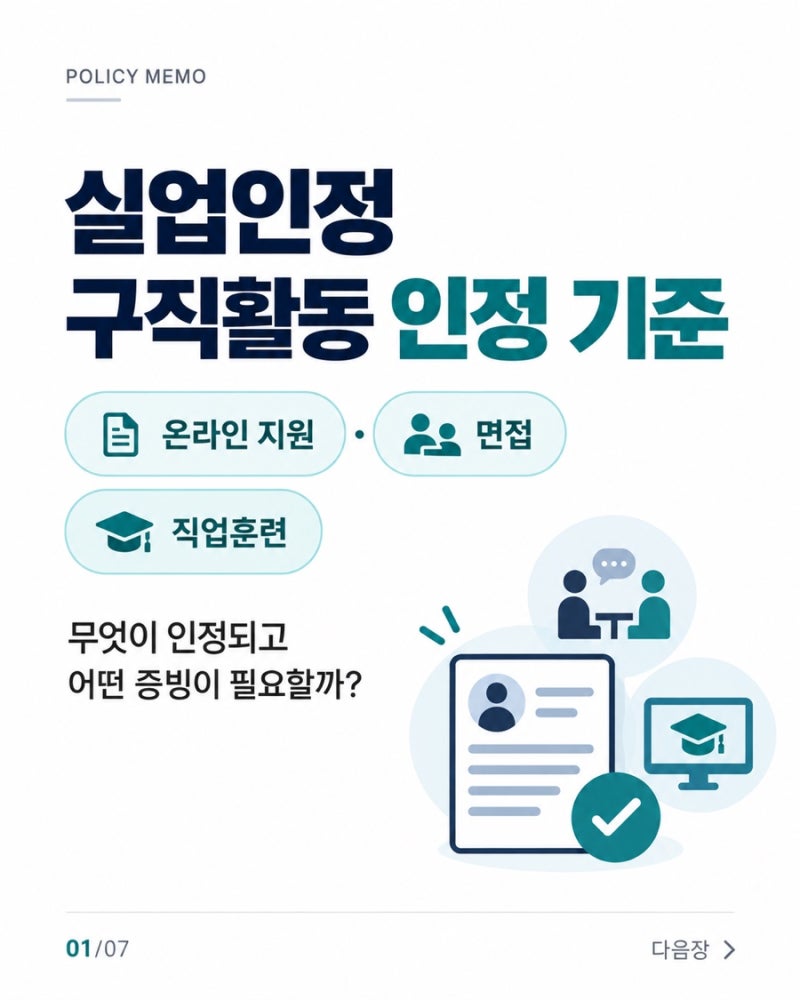 실업인정 구직활동 인정 기준｜온라인 지원·면접·직업훈련