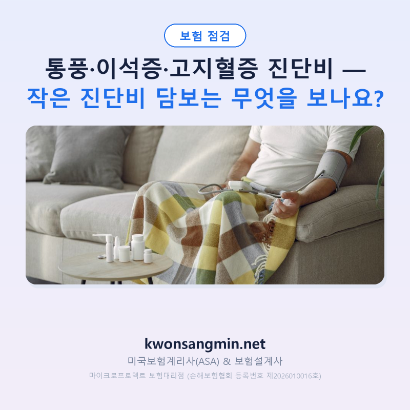 통풍·이석증·고지혈증 진단비 — 작은 진단비 담보는 무엇을 보나요?