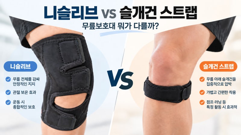 니슬리브 vs 슬개건 스트랩 차이, 러닝 무릎보호대 뭐가 다를까?