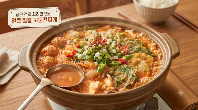 명절 남은 음식 활용법, 얼큰 칼칼한 모둠전찌개(전골) 만드는 법 황금레시피