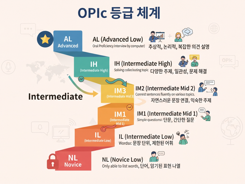 오픽 등급 봤는데... IM2, IH, AL은 뭐가 다를까? 기업에서 원하는 오픽 등급?