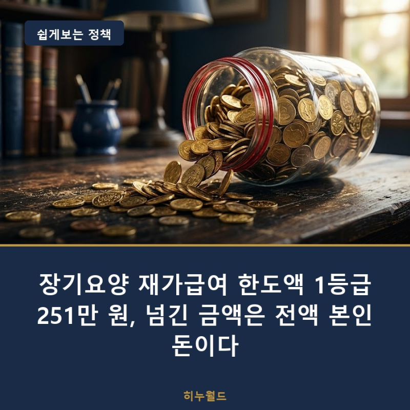 장기요양 재가급여 한도액 1등급 251만 원, 넘긴 금액은 전액 본인 돈이다