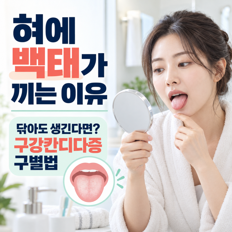혀에 백태가 끼는 이유｜닦아도 다시 생긴다면? 구강칸디다증 구별법