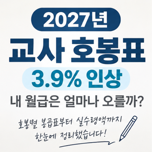 2027년 교사 호봉표 아직 확정 전? 3.9% 인상안 기준 월급 직접 계산해봤습니다