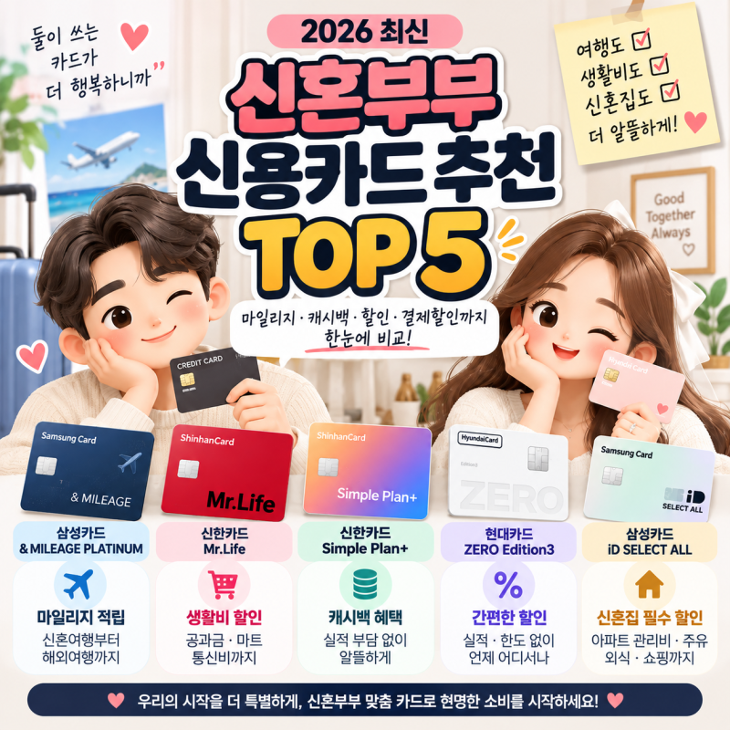 "2026 신혼부부 신용카드 추천 TOP5"｜카드사 비교