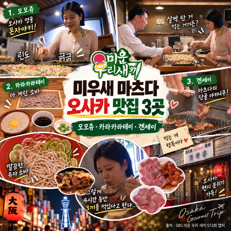 미운우리새끼 마츠다 오사카 맛집 3곳, 모모쥬·카라카라테이·겐세이 어디?