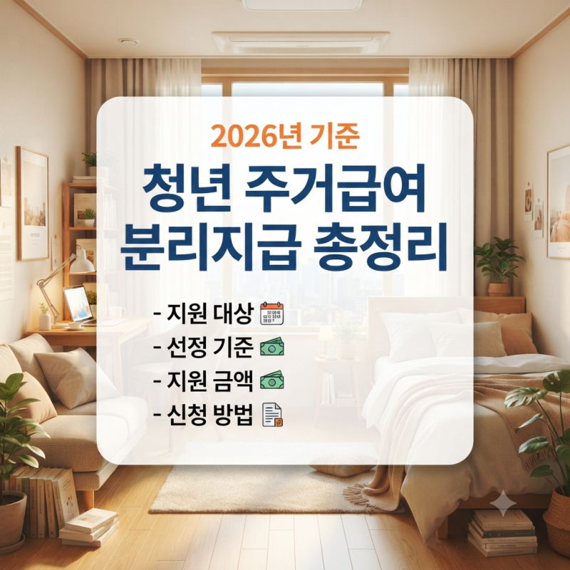 2026 청년 주거급여 분리지급 신청 자격부터 월세 지원 기준, 금액까지 총정리