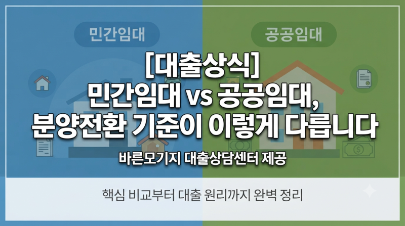 [대출상식] 민간임대 vs 공공임대, 분양전환 기준이 이렇게 다릅니다