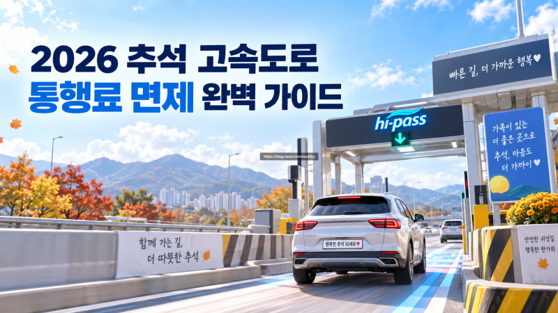 2026 추석 고속도로 통행료 면제 시간 기간 및 전국 휴게소 맛집 지도