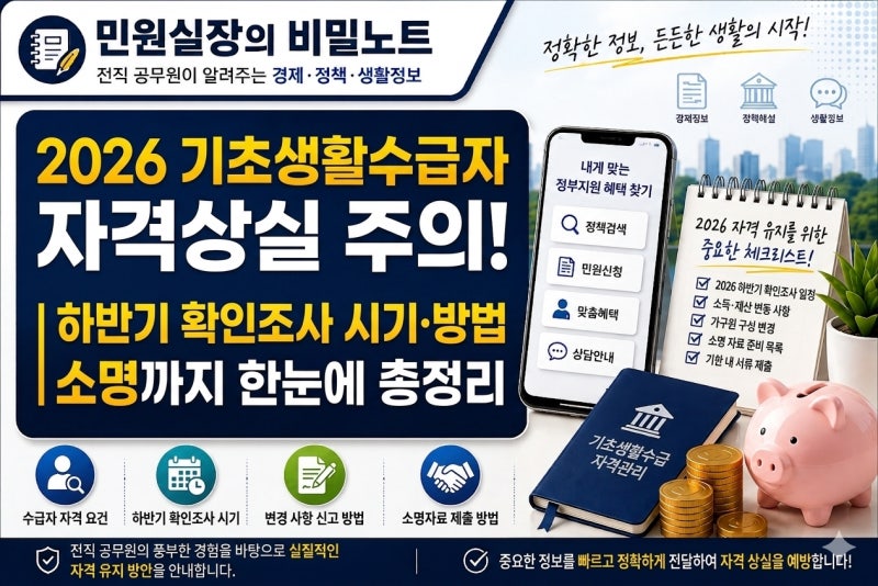 2026 기초생활수급자 자격상실 주의!｜하반기 확인조사 시기·방법·소명까지 한눈에 총정리