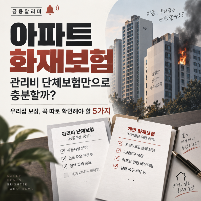 아파트 화재보험, 관리비에 포함된 단체보험만 있으면 충분할까?