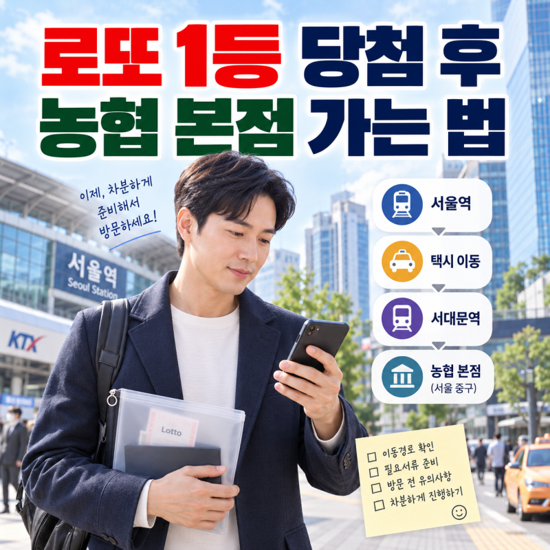 로또 1등 당첨 후 서울 가는 법, 농협 본점까지 조용히 방문하는 현실 동선
