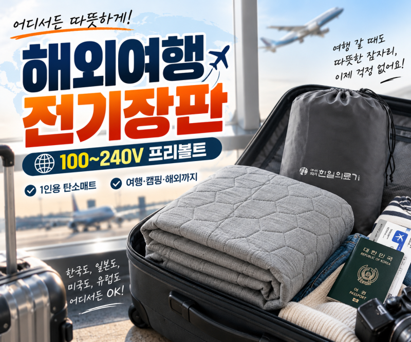 해외여행 전기장판 추천｜100~240V 프리볼트 1인용 탄소매트