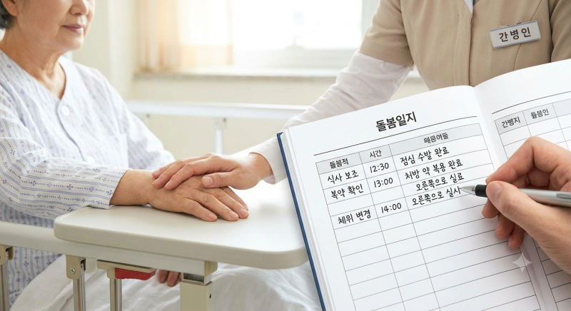 간병인 보험금 청구 서류 총정리: 간병일지 예시와 가족 간병 주의사항