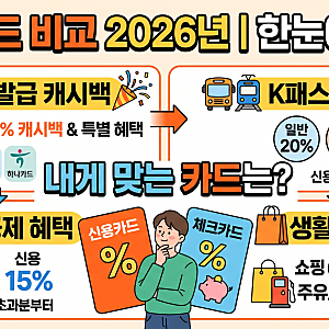 신용카드 비교 2026년 ｜신규발급 캐시백·K패스·소득공제 한눈에 정리