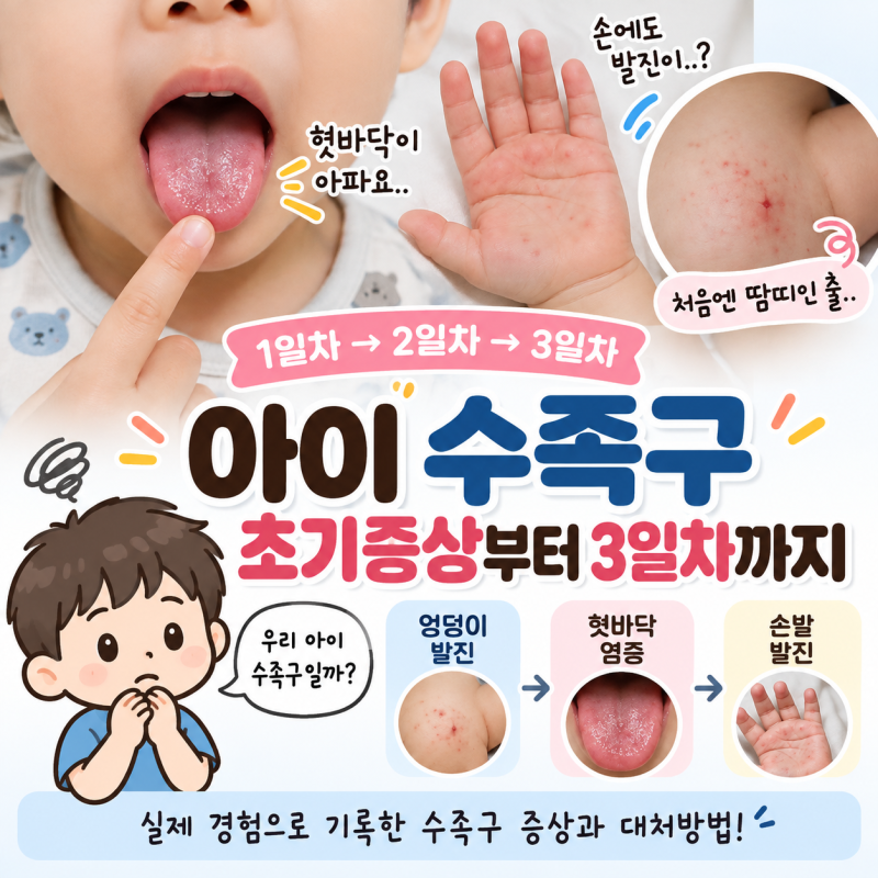 아기 수족구 초기증상, 수포 열 1일차 2일차 3일차 경험 후기!
