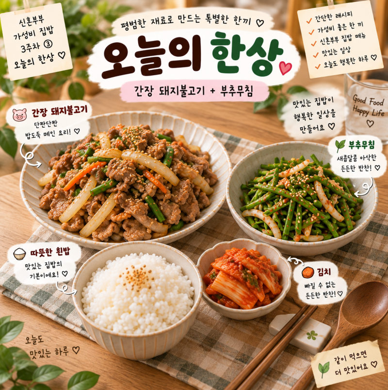간장 돼지불고기 레시피 + 부추무침｜신혼부부 가성비 집밥