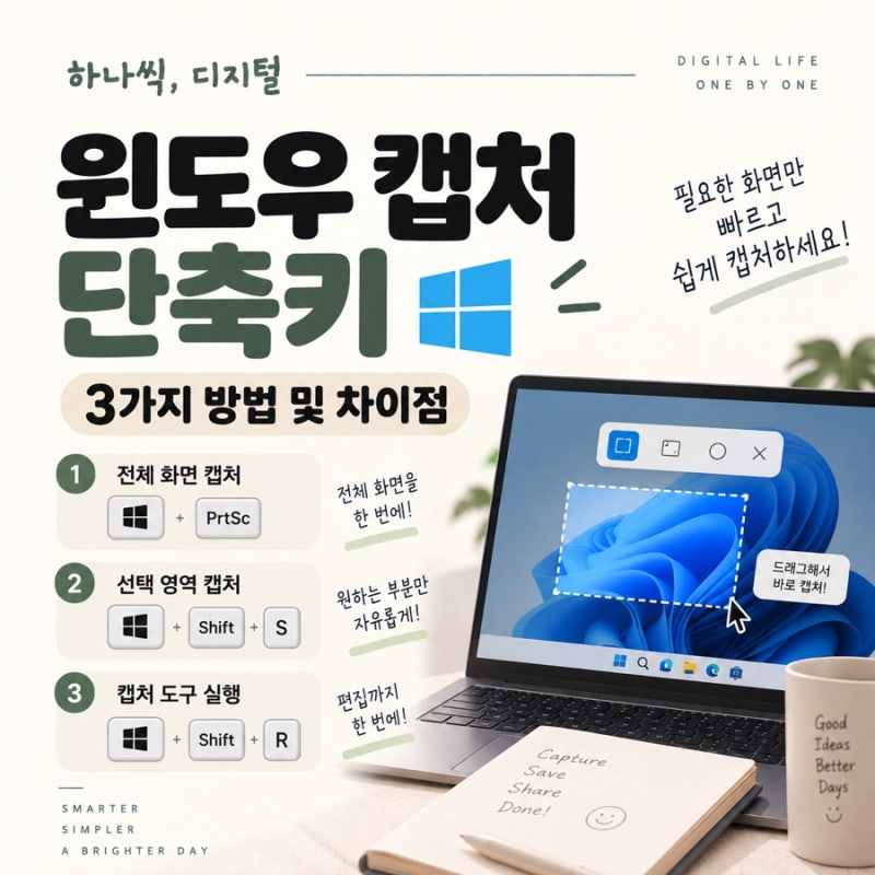 윈도우 캡처 단축키 | 3가지 방법 및 차이점
