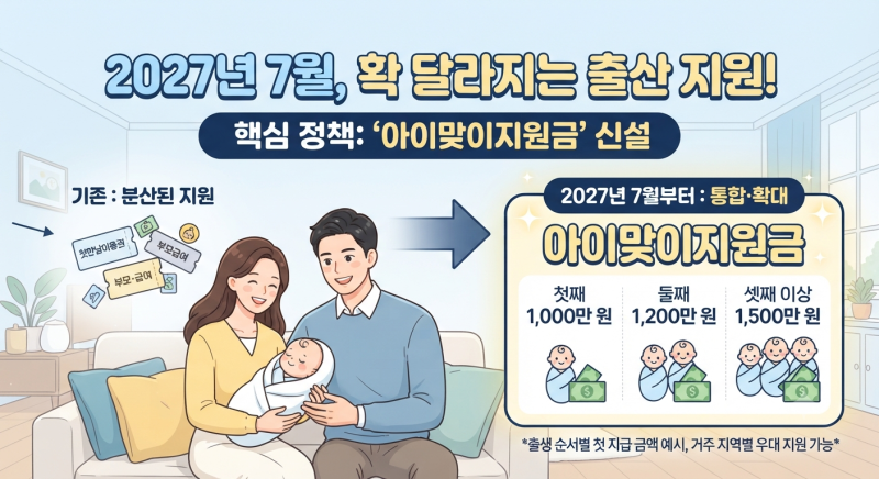 2027년 출산하면 진짜 1000만원 주나요? 아이맞이지원금·아동수당 변경 내용 총정리
