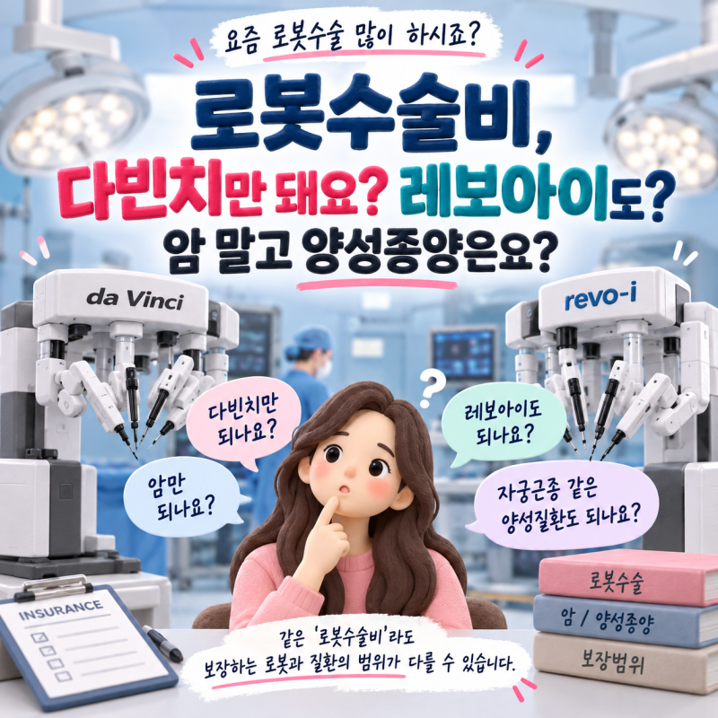 로봇수술비, 다빈치만 돼요? 레보아이도? 암 말고 양성종양은요?