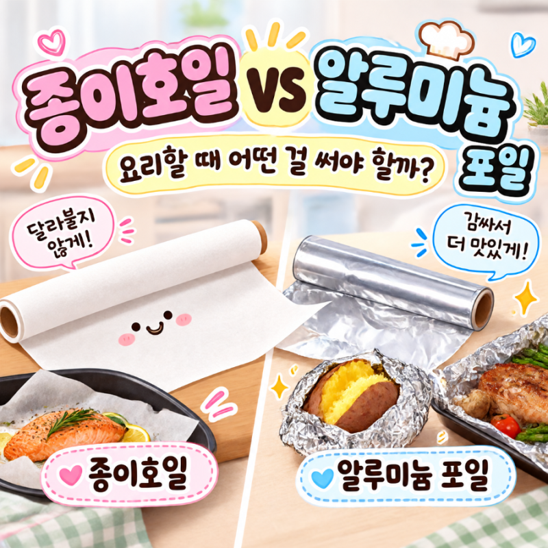 종이호일 vs 알루미늄 포일 (요리할 때 어떤 걸 써야 할까?)