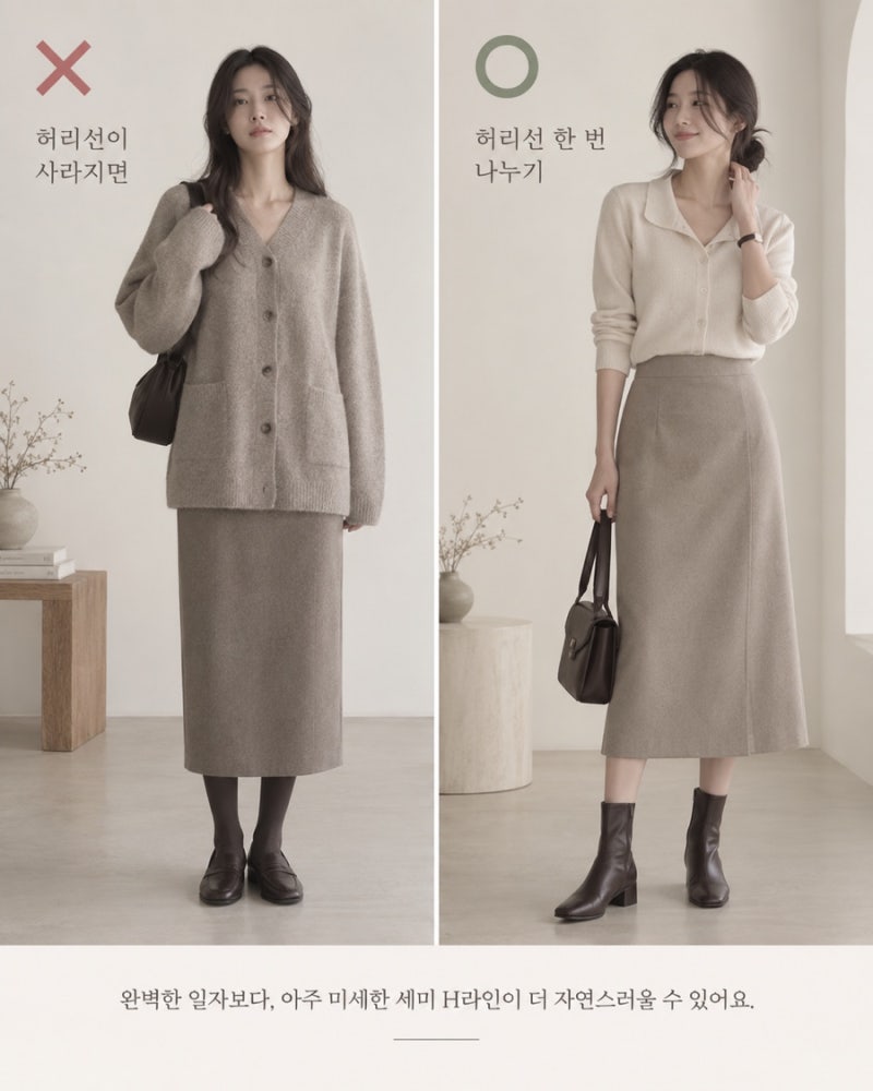 H라인 스커트가 안 어울리는 사람｜입으면 답답해 보이는 이유는 따로 있습니다