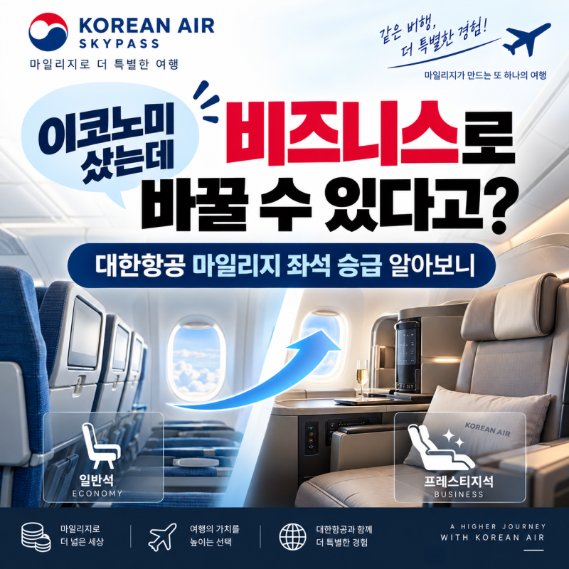 이코노미 샀는데 비즈니스로 바꿀 수 있다고? 대한항공 마일리지 좌석 승급 알아보니
