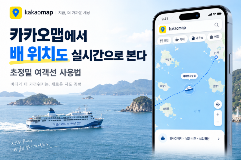 카카오맵에서 여객선 위치 실시간으로 본다, 초정밀 여객선 사용법