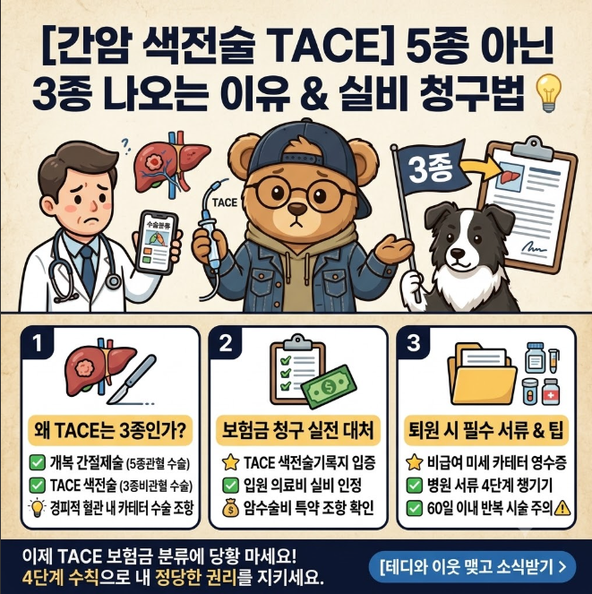 [간동맥 화학색전술 TACE] 간암(C22.0) 5종 아닌 3종 나오는 이유와 실비 청구법