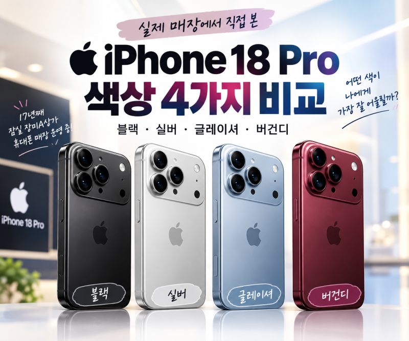아이폰18PRO & 18PRO MAX 색상 4가지 비교