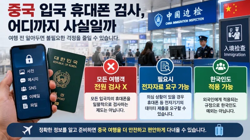 중국 입국할 때 휴대폰 검사받을 수 있나? 한국인도 적용되는 전자자료 제출