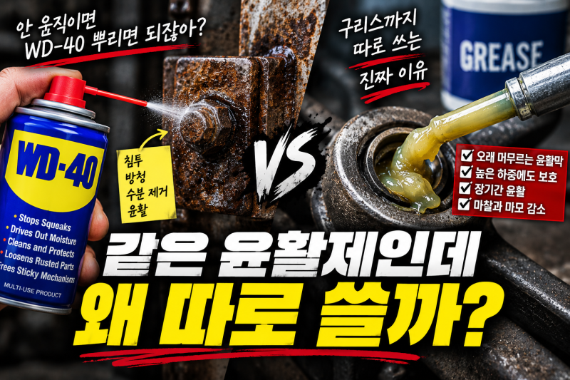 안 움직이면 WD-40 뿌리면 되잖아? 구리스까지 따로 쓰는 진짜 이유