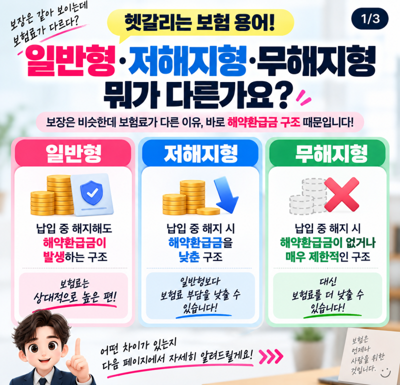 일반형·저해지형·무해지형 차이, 왜 보험료가 다를까요?