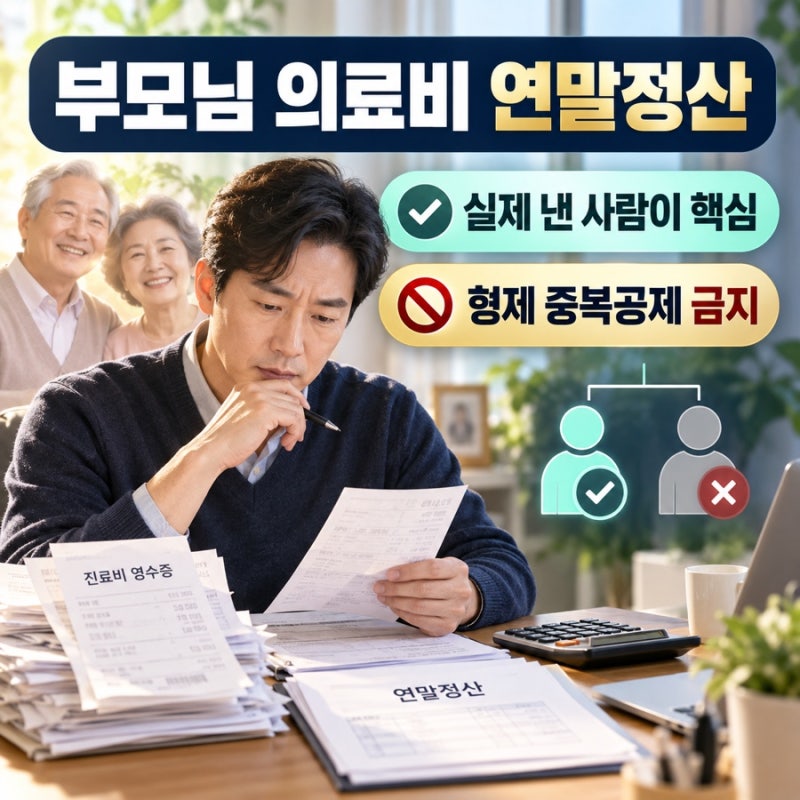 부모님 의료비 연말정산 누가 공제? 따로 살 때·형제 결제·소득 기준 총정리