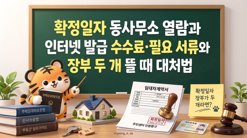확정일자 동사무소 열람과 인터넷 발급 수수료·필요 서류와 장부 두 개 뜰 때 대처법