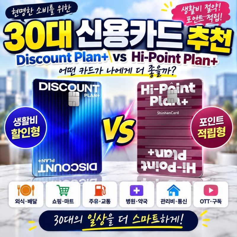 30대 신용카드 추천, 생활비 할인 vs 포인트 적립 어떤 카드가 좋을까?