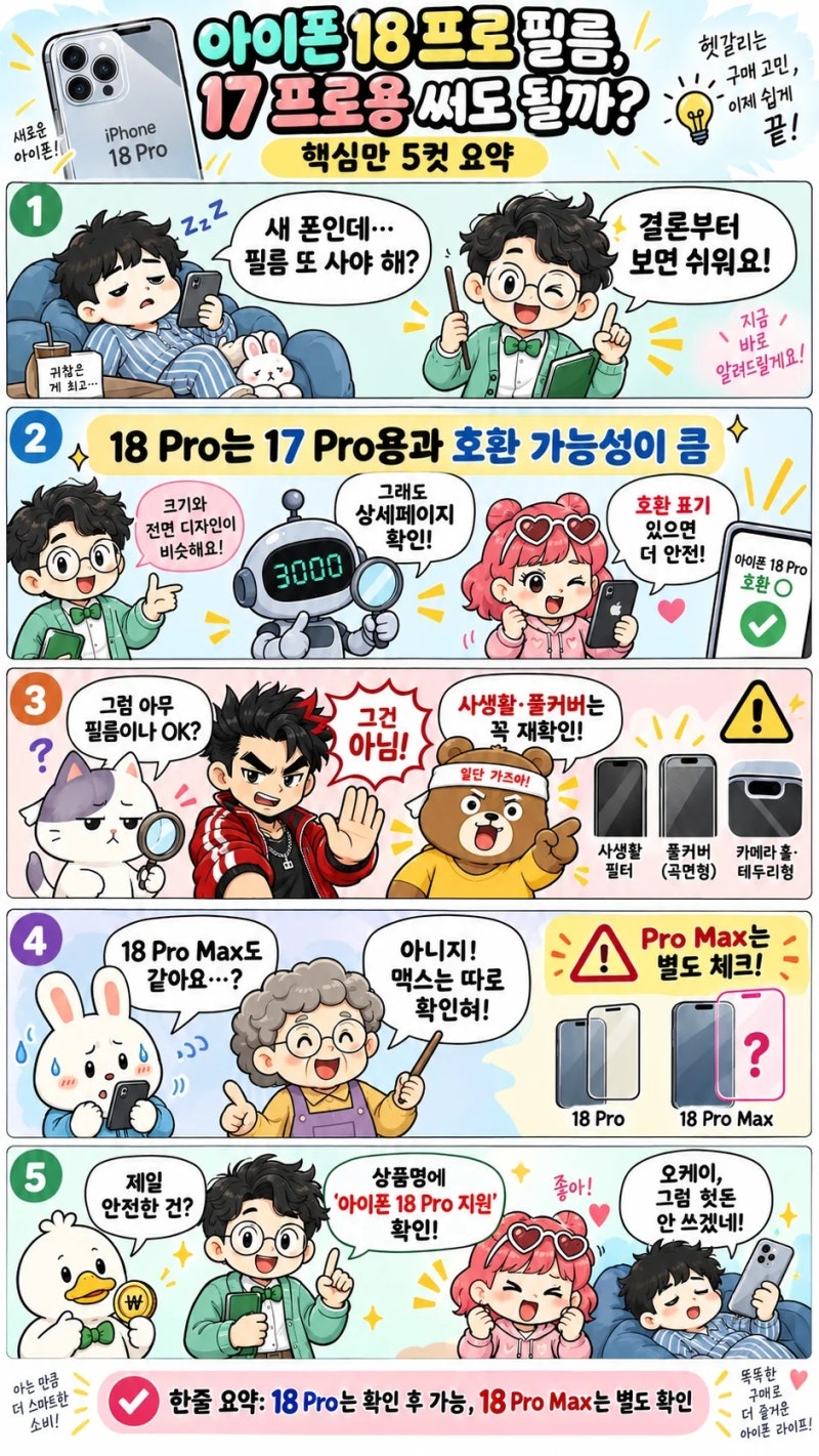 아이폰 18 프로 필름, 17 프로용 써도 될까? 프로맥스까지 호환 정리