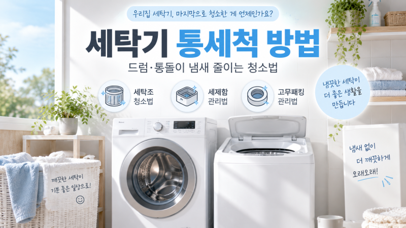 세탁기 통세척 방법｜드럼, 통돌이 세탁조 냄새와 찌꺼기 관리법