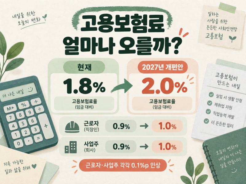 2027 고용보험료 인상 월급 200·300·400·500만원이면 얼마나 더 낼까?