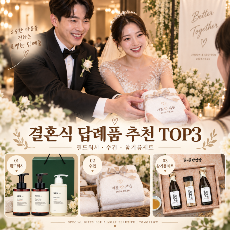 결혼식 답례품 뭐가 좋을까? 핸드워시부터 수건·참기름세트까지 추천 TOP3