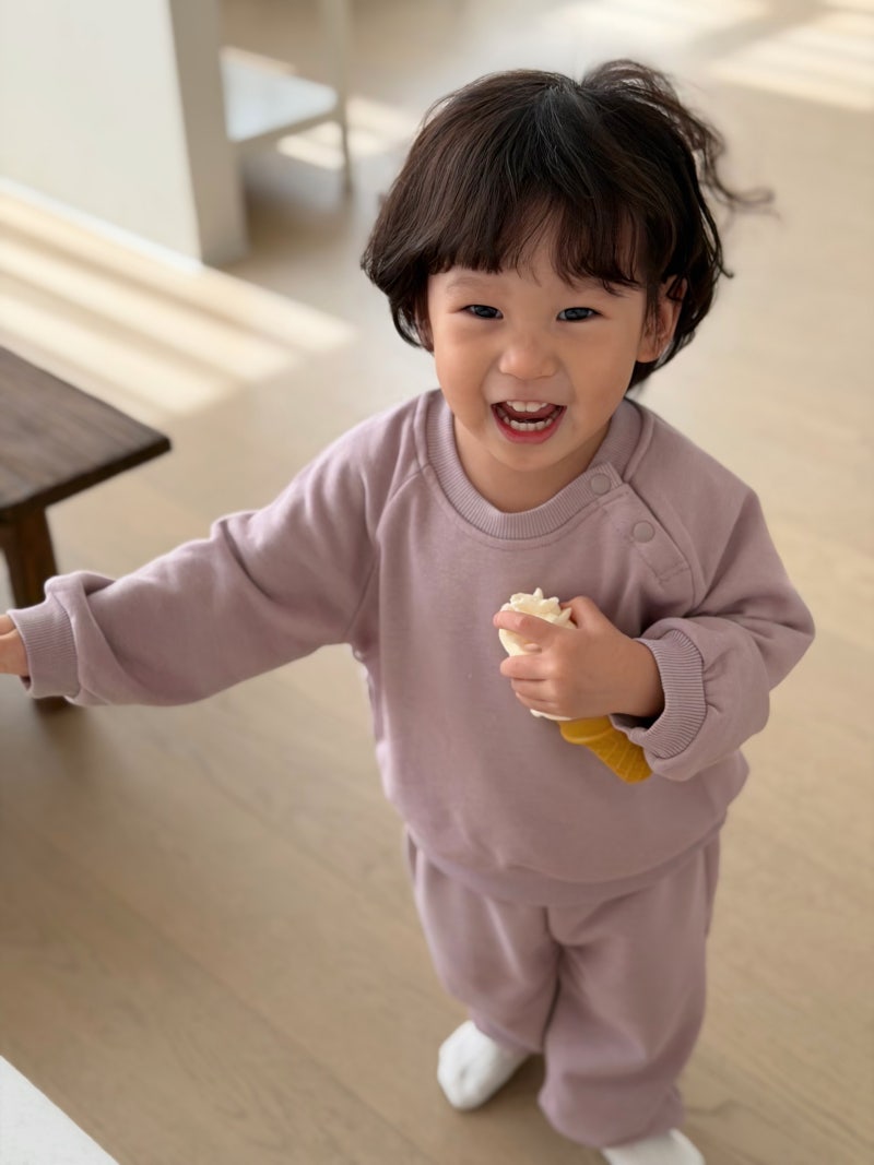 가을 어린이집 등원룩, 편한 상하복 찐추천ㅣ말랑하니 소프트 맨투맨 상하세트