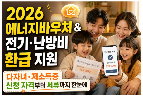 에너지바우처 자격조건 및 다자녀·저소득층 난방비·전기세 지원 신청 가이드