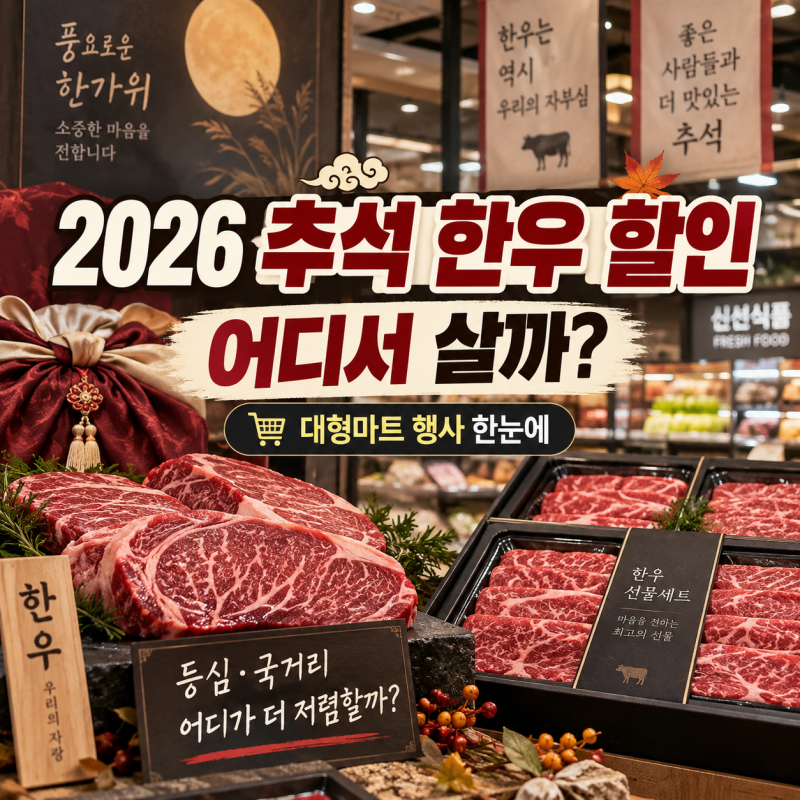 2026 추석 한우 할인 어디서 살까? 대형마트 행사기간과 등심·국거리 가격 총정리