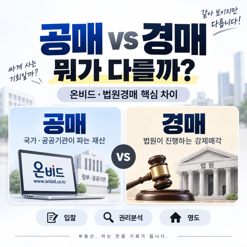 둘 다 싸게 사는 방법인데 왜 다를까｜공매·경매 차이 쉽게 정리