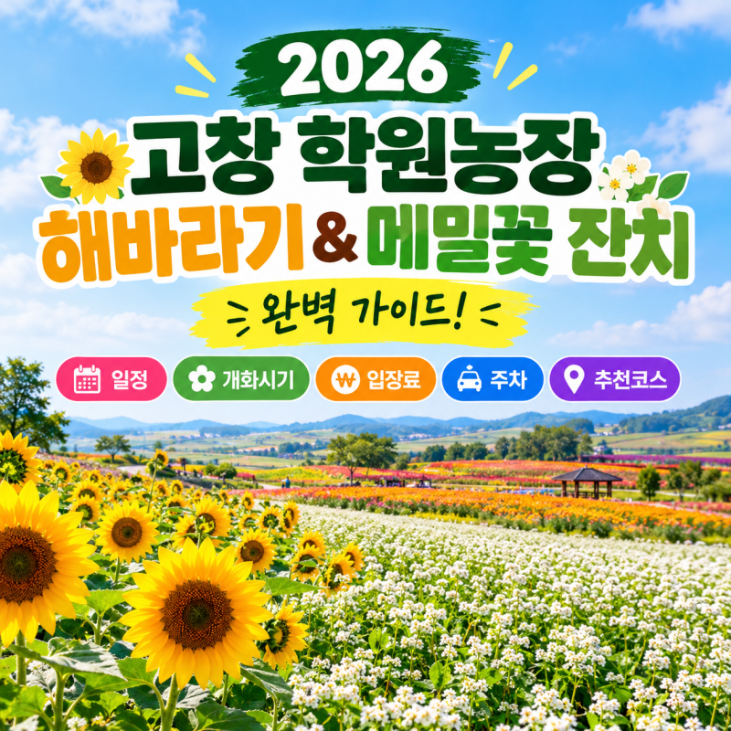 2026 고창 학원농장 해바라기&메밀꽃 잔치 완벽 가이드! 일정·개화시기·입장료·주차·추천코....