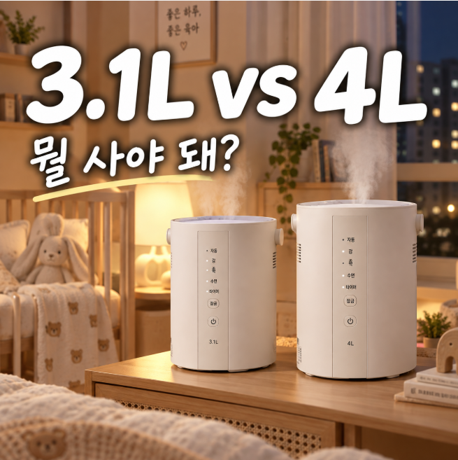 아기방 조지루시 가습기 4L vs 3.1L 용량 선택 팁! 전기세 폭탄·물 끓는 소음 실체 파헤치기