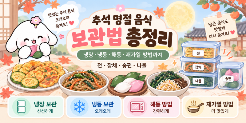 추석 음식 보관법｜전·잡채·송편·나물 냉장·냉동 보관기간 총정리