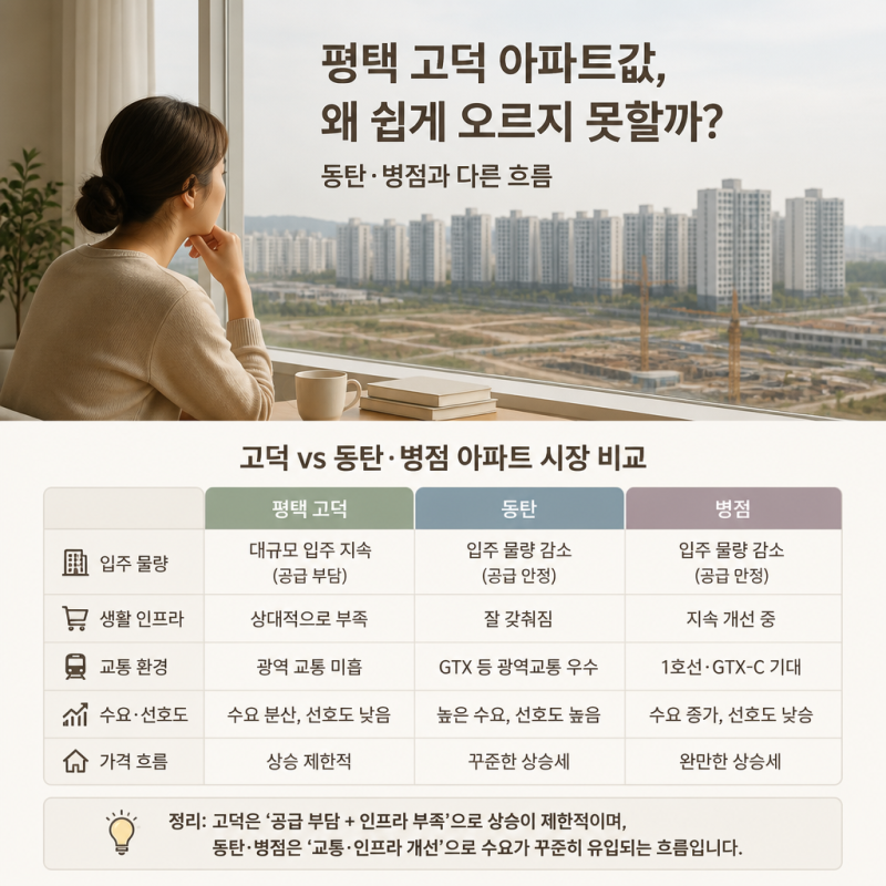 평택 고덕 아파트값이 쉽게 오르지 못하는 이유, 동탄·병점과 다른 흐름
